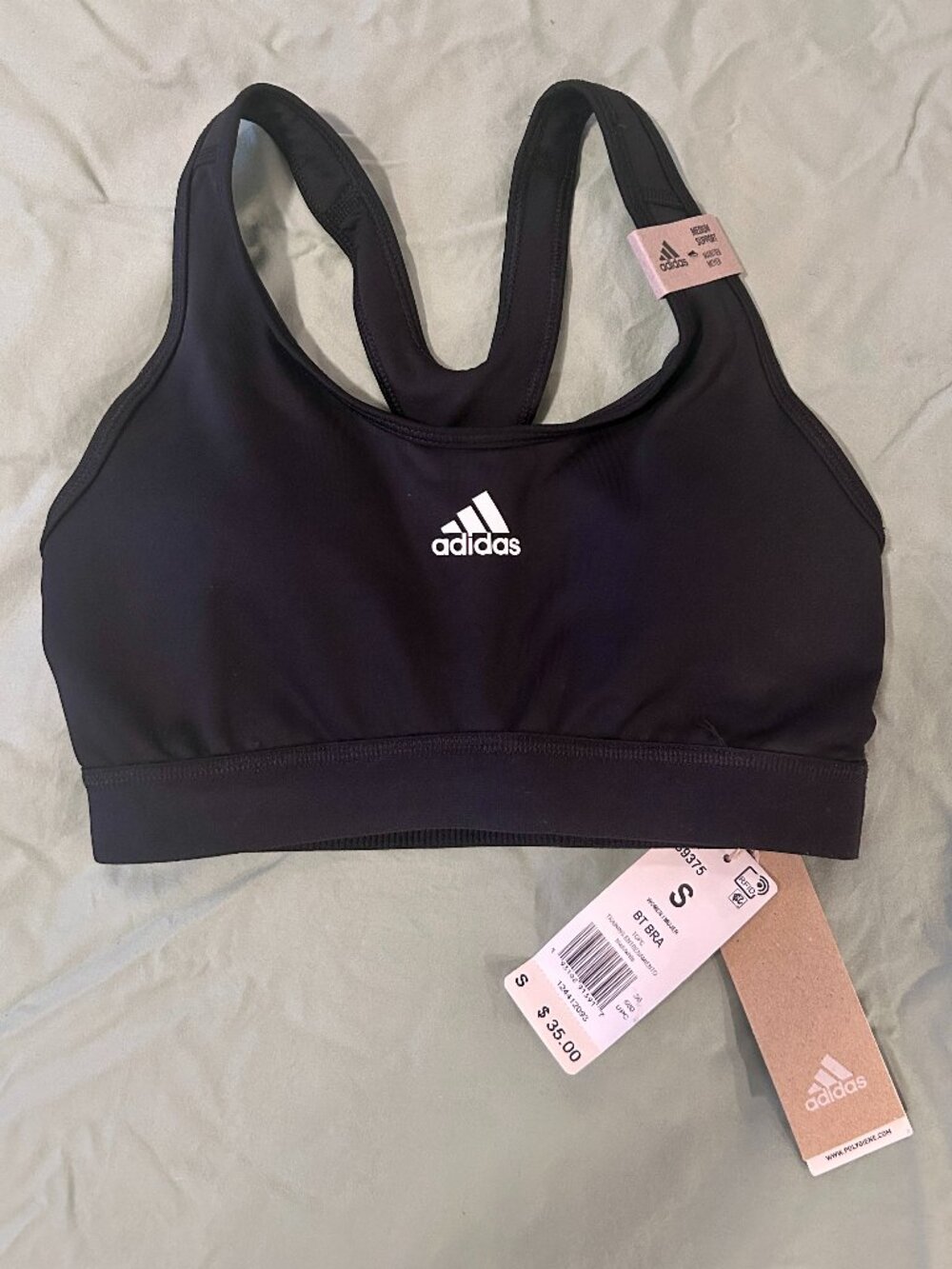Adidas sports bra racerback small black NEW with tags unworn